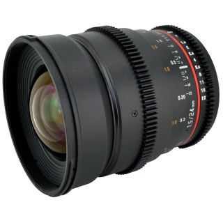 Rokinon 24mm T1.5 Cine Wide Angle VDSLR Lens with De clicked Aperture