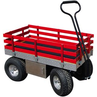 Deluxe Red Wagon with Canopy and Ice Chest Rack