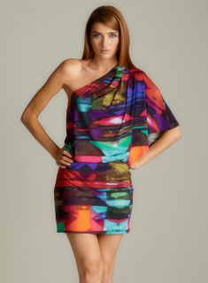 Jessica Simpson One Shoulder Prism Printed Dress