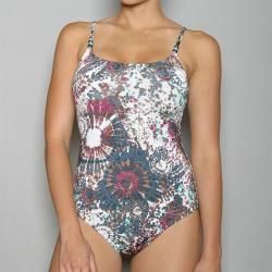 Anne Cole Womens 1 piece Grey Bohemian Print Maillot Swimsuit