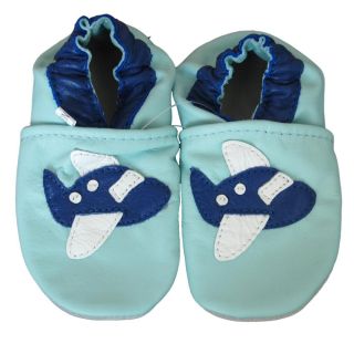 Baby Pie Blue Airplane Leather Boys Shoes