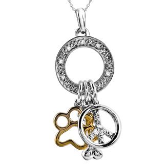 ASPCA Tender Voices Silver Diamond Accent Paw/ Peace Sign Necklace