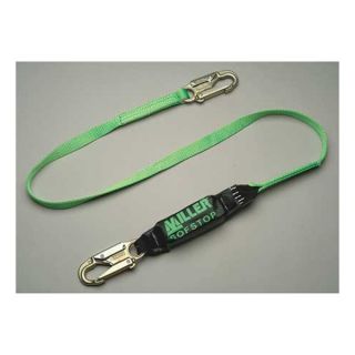 Miller By Honeywell 913TWLS/6FTGK Lanyard, 1 Leg, Polyester, Green/Black