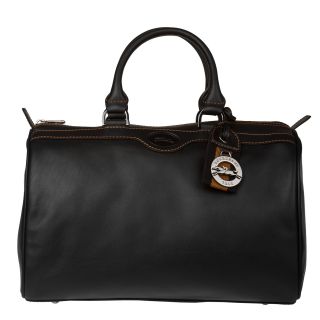 Longchamp Black Leather Satchel Handbag
