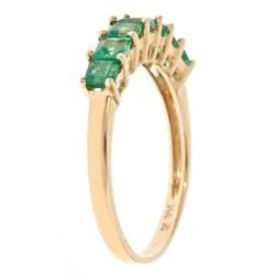 Yach 14k Yellow Gold Square cut Zambian Emerald Ring
