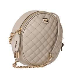 Dolce & Gabbana Taupe Quilted Leather Round Cross body Bag