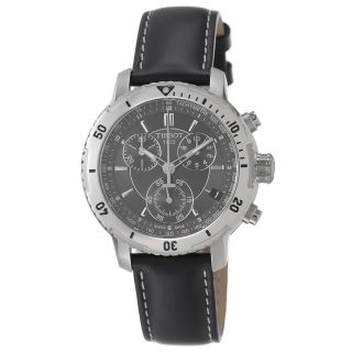 Tissot Mens PRS 200 Black Chronograph Dial Black Strap Watch