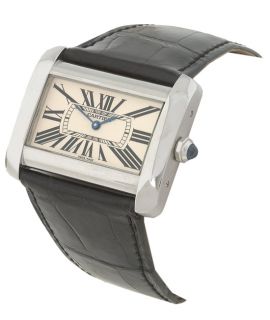 Cartier Divan Womens Midsize Black Strap Watch