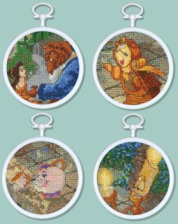 Beauty & The Beast Mini Vignettes Counted Cross Stitch Kit 3 Round 16
