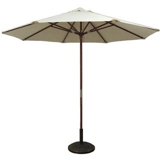 Natural White Leather Tip Market Umbrella with 50 pound Stand