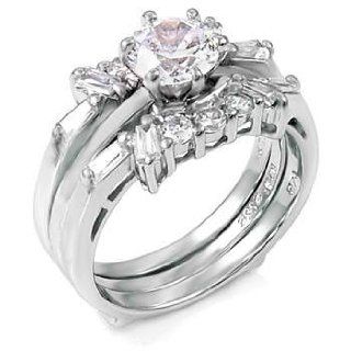 Seductive Sterling Silver Wedding Ring Set with Detachable