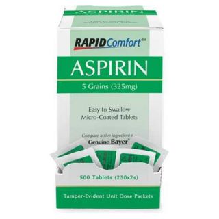Rapid Comfort 3XKX9 Aspirin, 50 Packets of 2 Tablets, PK 100