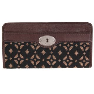 Fossil Womens Maddox Leather Zip Clutch Wallet