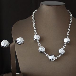 Handcrafted Alpaca Silver Beads Necklace and Earrings Set (Mexico