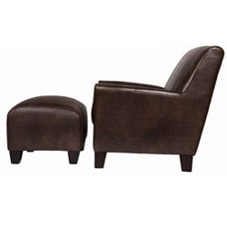 angeloHOME Baxter Brown Renu Leather Arm Chair and Ottoman