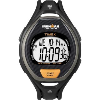 Timex Mens T5K335 Ironman Sleek 50 Lap Black/Orange Watch Today $40