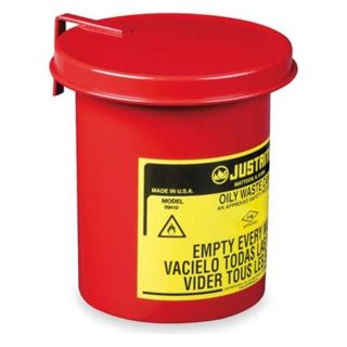 Justrite 09410 Countertop Oily Waste Can, 1/2 Gal., Steel