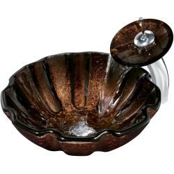 Walnut Shell Vessel Sink in Browns with Waterfall Faucet