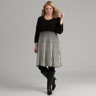 Calvin Klein Womens Plus Size 2 pc Striped Dress