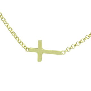 Dogered Gold over Silver Whispers Sideways Cross Necklace (18 inch