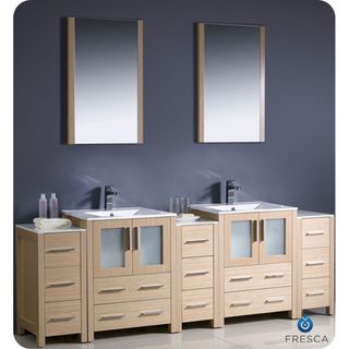 Fresca Torino 84 inch Light Oak Modern Bathroom Double Vanity with