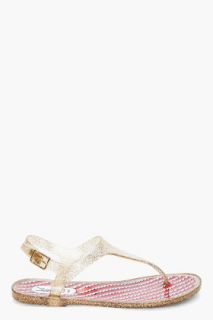 Yves Saint Laurent Gold Tone Printy Sandals for women