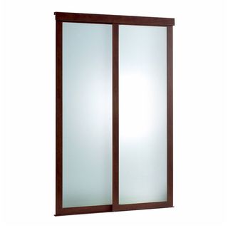 Sliding Frosted Glass Fusion Door with Chocolate Frame