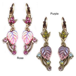 Sweet Romance Iridescent Glass Leaf Earrings