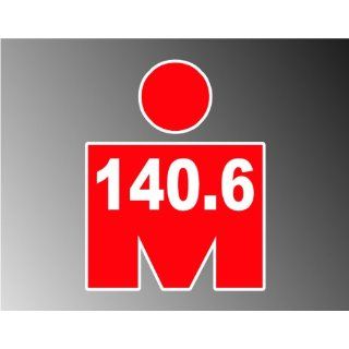 RED Mdot Ironman Triathlon 140.6 Vinyl Decal Bumper