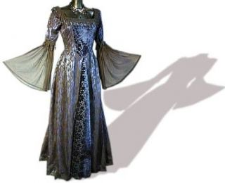 Mittelalter Gothic Kleid,Spitze/Samt, lang, blau, Größe XXL 