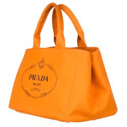 Prada B1872B Orange Canvas Tote Bag
