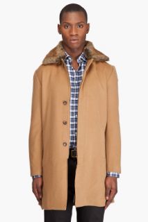 Shades Of Grey By Micah Cohen Fur Collared Overcoat for men