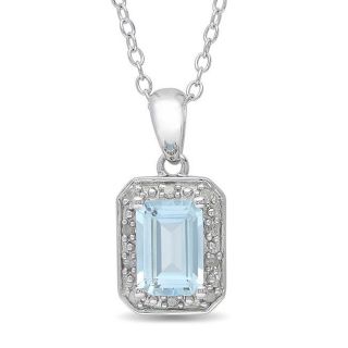 Sterling Silver Blue Topaz and Diamond Accent Necklace
