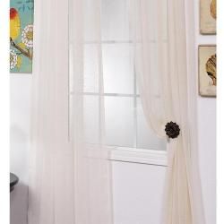 Linen Open Weave Cream 84 inch Sheer Curtain Panel