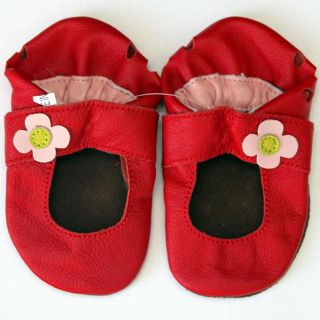 Baby Pie Red Flower Leather Girls Shoes