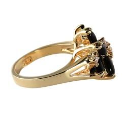 Angelina DAndrea 14k Goldplated Marquise Onyx and Round Crystal