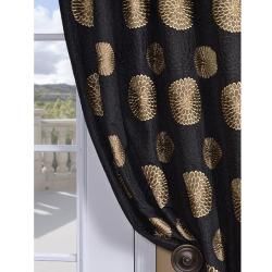 Zen Garden Black Embroidered Faux Silk 96 inch Curtain Panel