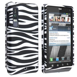 Black/ White Zebra Rubber Coated Case for Motorola Droid 3 XT862