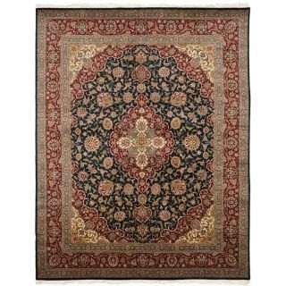 Asian Hand knotted Royal Kerman Navy and Red Wool Rug (8 x 10