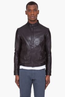 SLVR Black Leather Blouson Jacket for men