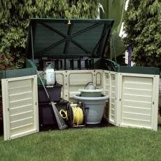Gerätebox / Aufbewahrungsbox für den Garten beige/grün 