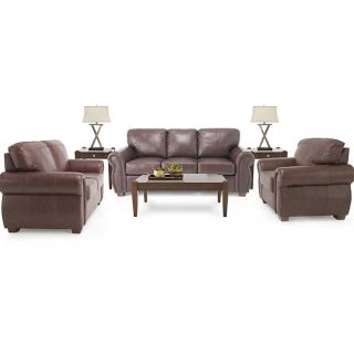 Piece Living Room Package Leather Sofa, Leather Loveseat and