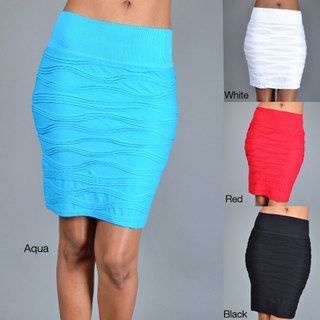 Tabeez Womens Wave Texture Stretch Skirt