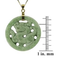 Gems For You 14k Gold over Silver Jade Dragon Necklace