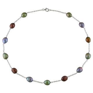 New York Pearls Sterling Silver Multi colored FW Pearl Necklace (7.5 8