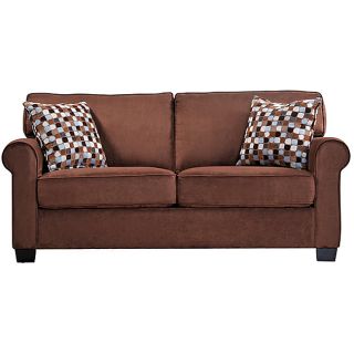 Portfolio Ali Apartment Size Dark Brown Microfiber Sofa with Accent