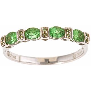 Yach 14k White Gold Tsavorite and Green Diamond Accent Ring Today $