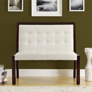 Taupe Leather Look Cappuccino Wood Bench Today $312.99 3.0 (1 reviews