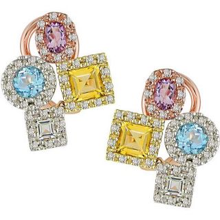 14k Gold 1/3ct TDW Diamond Gemstone Earrings